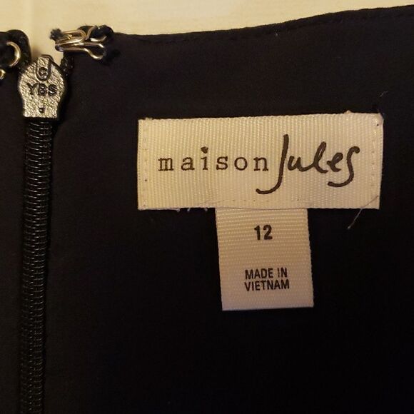 MAISON JULES  Navy Dog Print Flowy Midi Dress sz 12 - Picture 6 of 11